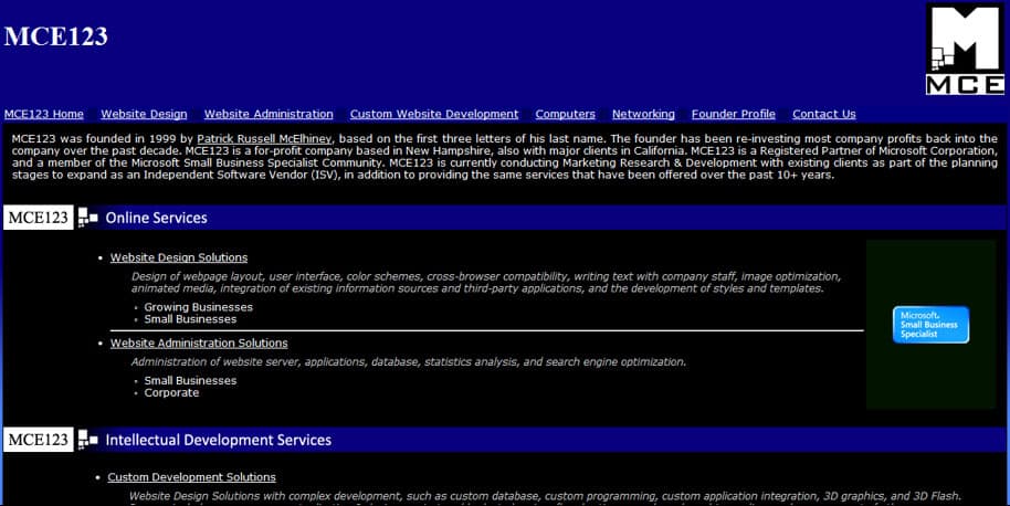 MCE123 Website 2009