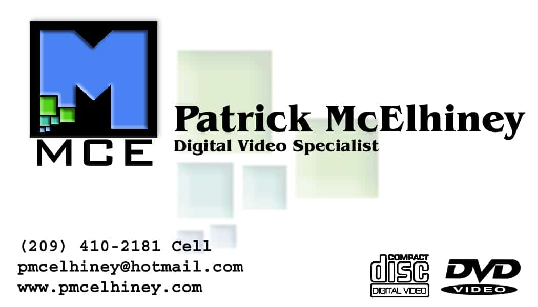 Patrick R. McElhiney Digital Video Specialist Business Cards 2002