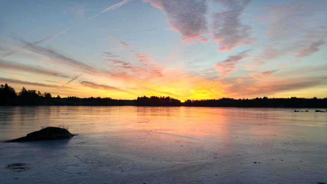 Beautiful Sunset at Lake in Barrington, New Hampshire