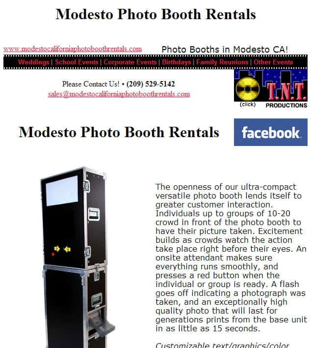 Modesto California Photo Booth Rentals